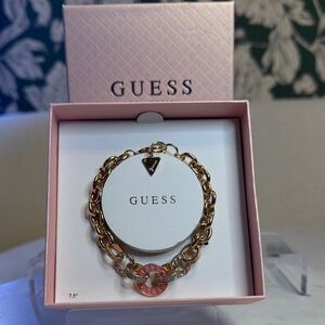 Guess Gold and Pink Chain Link Bracelet